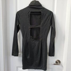 2000's olive green grunge turtleneck mini dress / tunic